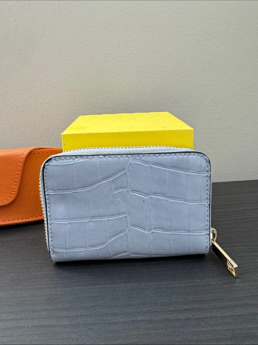 Victoria Secret Blue Croc-Embossed Compact Wallet with Gold Accent, NWT - Picture 4 of 10